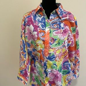 Polo Ralph Laurent Floral Design Button-Up, Men's (Size Large)